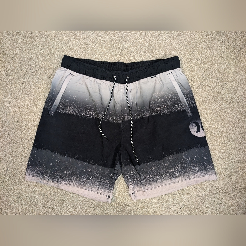 Mens Hurley Phantom Beach Hombre Black Mauve Tan Shorts Large L